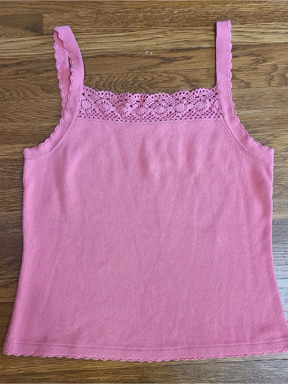 Y2k nwt knit sweater tank top crochet L rose mauve coquette dainty feminine